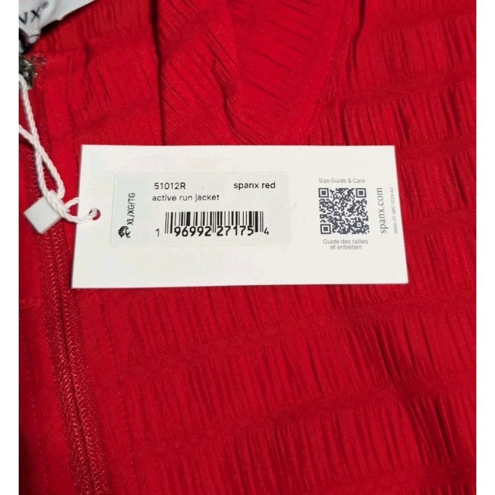 Spanx Active Run Jacket Womens XL Red Textured Quarter Zip Athletic NWT